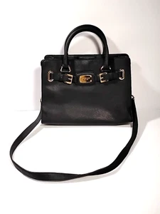 Michael Kors Large Hamilton Soft Black Leather Gold Toned Bag 142913 - Picture 1 of 8