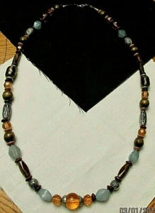 Vintage unique Necklace-wood,acrylic and metal beads -36 in. long-REDUCED PRICE - Picture 1 of 8