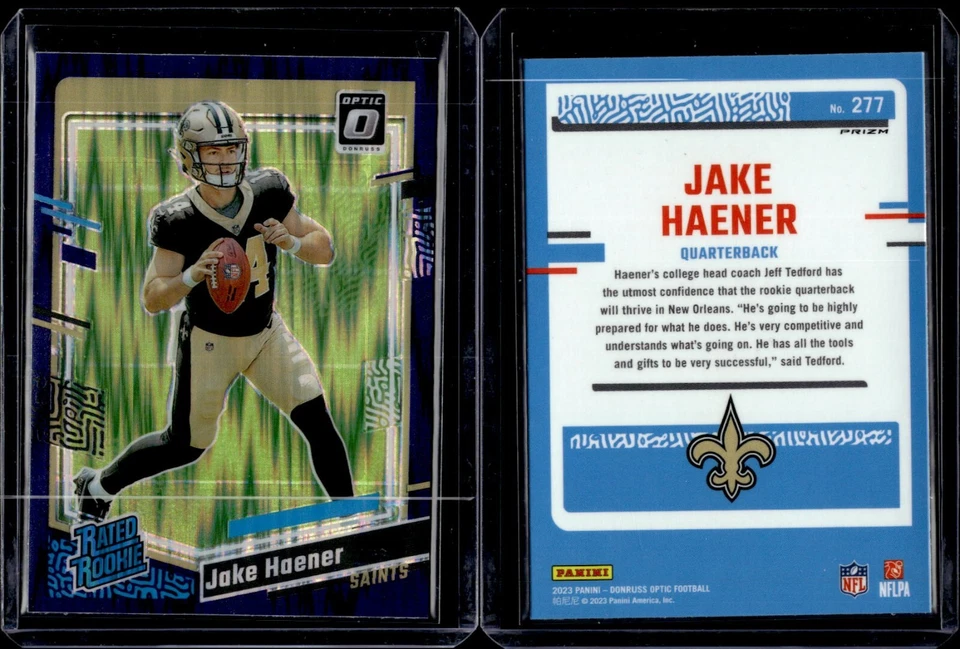 2023 Panini Donruss Optic Purple Shock Rated Rookie #277 Jake Haener - Image 1 of 1