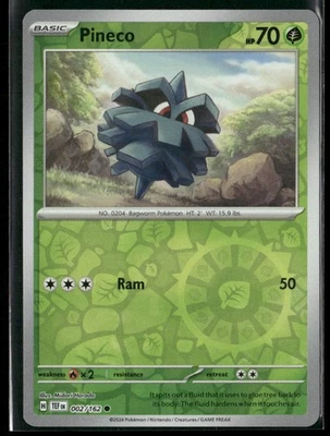 Pokemon Pineco #002/162 SV05: Temporal Forces Common NM Reverse Holo - Image 1 of 2