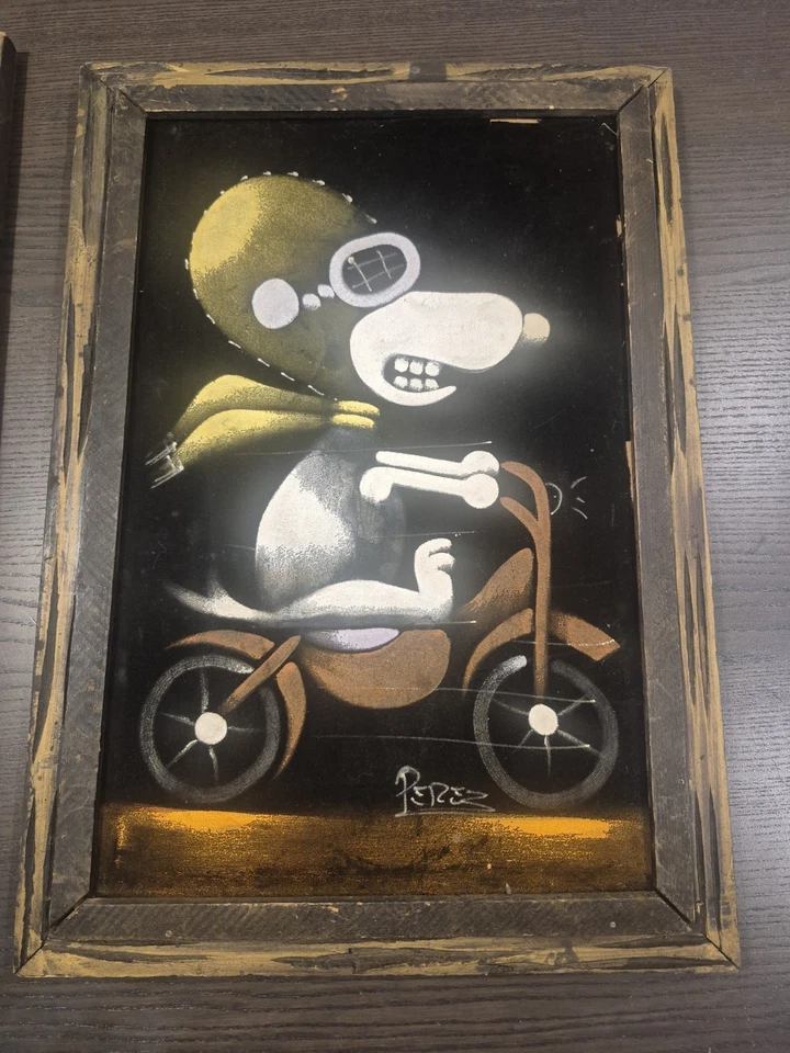 Lienzo de terciopelo de baloncesto Charlie Brown Snoopy vintage años 70 pintura al óleo Foto 1 de 2