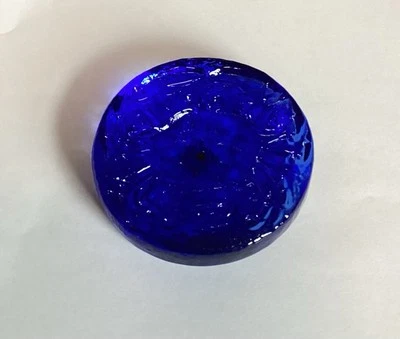Blenko Zodiac Cancer Crab Cobalt BLUE Glass Paperweight   4” - Image 1 of 4