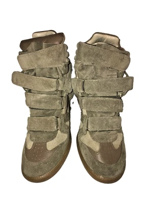 Isabel Marant BEKETT Suede Hidden Wedge beige olive green Sneakers Shoes SZ 41 - Image 1 of 4