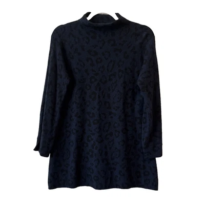 Suéter túnica Kinross para mujer M 100 % cachemir cuello falso azul leopardo silencioso de lujo Foto 1 de 4