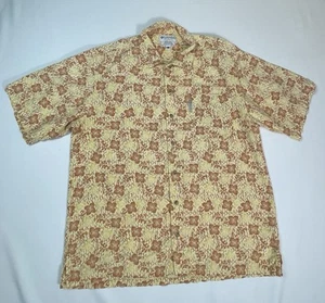 Camisa Columbia Para Hombre Grande Beige Abotonada Campamento Floral Hawaiana - Imagen 1 de 12