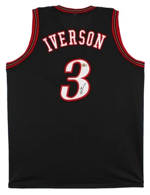 Allen Iverson Authentic Signed Black Pro Style Jersey Autographed BAS Witnessed - Image 1 of 3