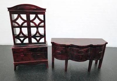 Винтажный кукольный домик мебель лот идеальный 2 шт столовая буфет фарфоровый клатч - Изображение 1 из 4