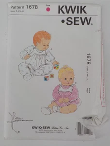 KWIK SEW PATTERN #1678 BABY SZS S (0-3MO)-XL(12-18MO) SHIRT OVERALLS DRESS UNCUT - Picture 1 of 7