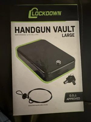 New Lockdown Handgun Vault Lock Box 2 Keys Small Valuables DOJ Approved NIB - Image 1 of 3