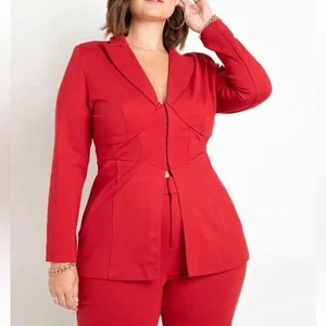 Eloquii blazer suit jacket corset Women Bold Red Blazer stretchy tailored 20 NWT - Picture 1 of 13