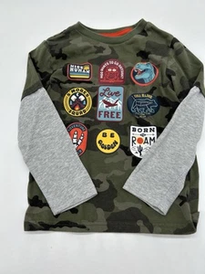 365 Kids by Garanimals Boys’ Camouflage T-Shirt w/ Print Stickers – Size 5 - Picture 1 of 4