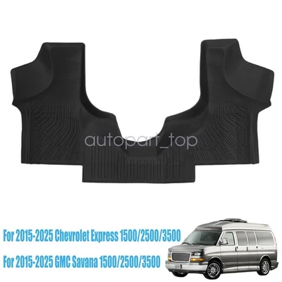 Floor Mats Liner For 2015-2025 Chevy Express GMC Savana TPE All-Weather Black - Imagem 1 de 4