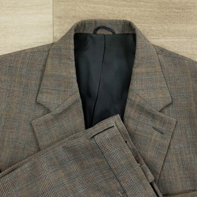 Stafford Vtg Suit Mens 40R* Pants 35 X 30 Glen Check Plaid Two Button Flat Front - Image 1 of 4