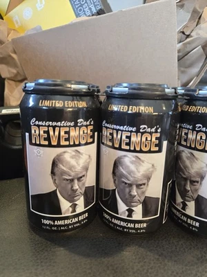 Paquete de 6 Cerveza Trump Mugshot Conservative Dad's Revenge, Primera Edición EL ORIGINAL Foto 1 de 3