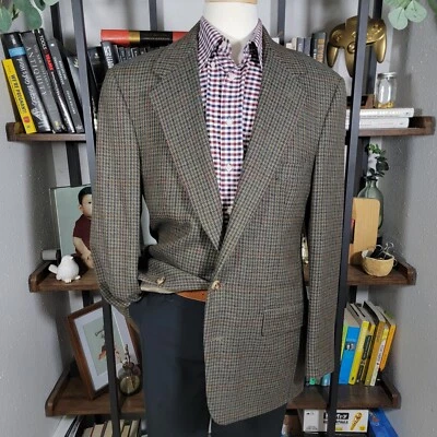 Abrigo Blazer Deportivo Para Hombre Austin Reed Dos Botones Marrón Pata de Gallo Lana Talla 43R De Colección Foto 1 de 4
