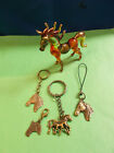 Lovely Bronze Horse Charms X 4 - Key Rings - Lanyard And A Clip On # 52