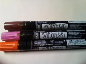 Pebeo Vitrea, Glasmalfarbe Colour transparent Marker Stifte ambre, paprika, rose - Bild 1 von 2