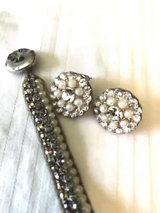 Beaded Faux Pearl Post Earrings And Bracelet AEO Fun Casual Costume Boho - Picture 1 of 4