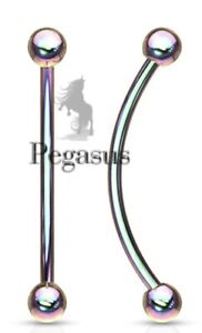 NEW - Rainbow Plain 1.2mm X 12mm Universal Piercing Curved Barbell Bar