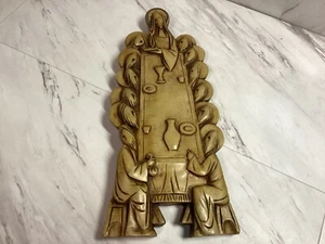 Vintage Letztes Abendmahl Skulptur Wandrelief Kunst religiös handgeschnitzt 3D orthodox - Bild 1 von 16