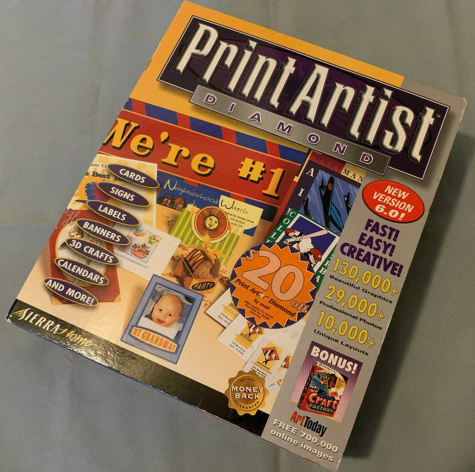 Print Artist Diamond Version 6.0 - Sierra Home PC Computer Software NEW IN BOX! - Image 1 of 1