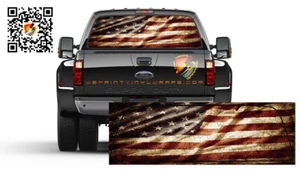 AMERICAN FLAG WAVY Soiled Vintage Rear Window Perforated Graphic Decal Pickup - Picture 1 of 4