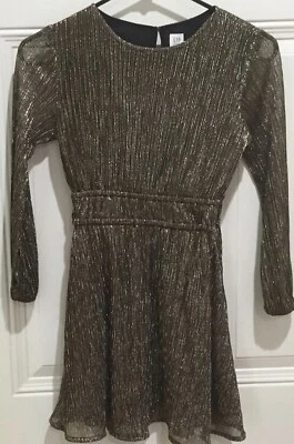 Vestido de manga larga dorado metálico para niños (Gap Factory) Foto 1 de 4