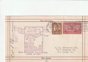 U.S. First Flight 1931, Mail Route AM 33, New Orleans LA -- POSTMASTER SIGNED - Picture 1 of 2