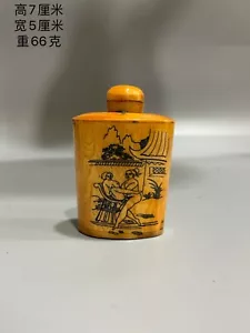 Collect tibet Old Handwork ox B0ne painting art erotic nude sex snuff bottle - Picture 1 of 9