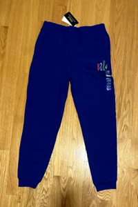 NEW RALPH LAUREN LOGO FLEECE JOGGER PANT BLUE BOYS BIG KID SIZE L (14-16) - Picture 1 of 6