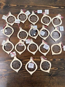 18x Handmade Holiday Craft Ornament Wooden Snowflake Centers Create Your Own NEW - Picture 1 of 5