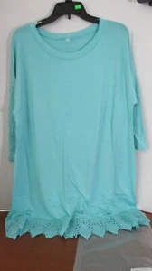 VESTIDO TÚNICA DE CROCHET VERDE ESMERALDA~Suave Como Nuevo~mangas 3/4~95% Rayón~Para mujer 3x~NUEVO CON ETIQUETAS - Imagen 1 de 5