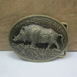 3D Belt Buckle Club Zinc Alloy Antique Brass Finish Retro Wild Boar Jeans Gift - Picture 1 of 12