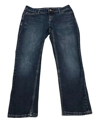 Jeans Vera Wang para mujer 6 Simply Vera recto recortado solapa bolsillo elástico denim Foto 1 de 4