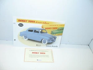1 Card + Cert. Dinky Toys Atlas Repro Ref 24 U 2, Simca Aronde Gray Roof - Picture 1 of 1