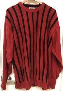 Vintage Herren Veezo rot & schwarz gestreifter Pullover Sweater - Größe XL - Bild 1 von 4
