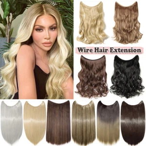 Thick One Piece Secret Softs Wire in Hair Extensions Hidden Head Band As Human - Picture 1 of 46