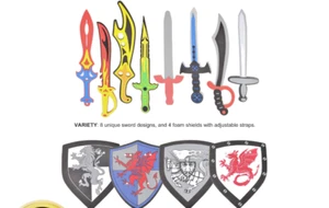 8 Foam Swords And 4 Shields Playset For Pretend Play Kids Costume Cosplay - Picture 1 of 6