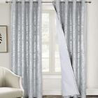 Alexandra Cole Blackout Shimmer Silver Eyelet Two Panel Curtains - 52” X 108”