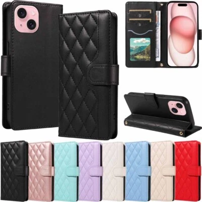 For iPhone 15 Pro 14 13 12 11 XS SE 6S 7 8 Plus Wallet Leather Phone Case Cover - Image 1 of 4