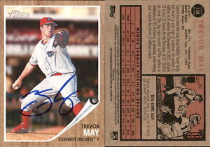Trevor May Signed 2011 Topps Heritage ML #168 Card Clearwater Threshers Auto AU