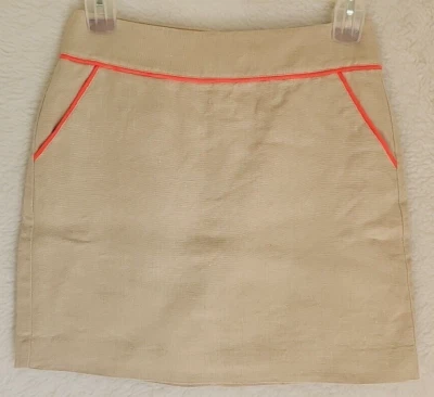Ann Taylor LOFT Womens Skirt Size 2 Brown Orange Linen - Image 1 of 4