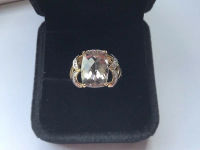 Fabulous 6.33ct Medina Morganite Solitaire with Diamond Accents set in 9k Gold - Image 1 of 4