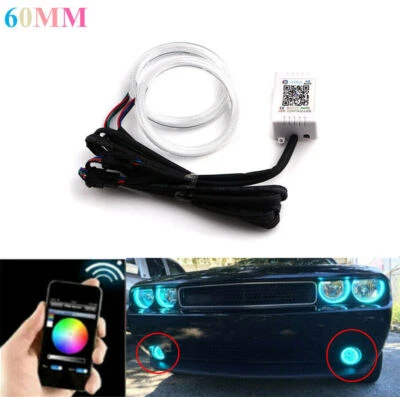 2 piezas 60 mm RGB Angel Eyes anillos de luz de posición para faros de coche faros antiniebla - Imagen 1 de 4