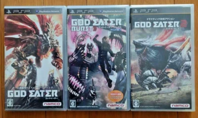 Lot 3 God Eater 1 & 2 & Burst Append Edition set Playstation Portable PSP Japan - Image 1 of 4