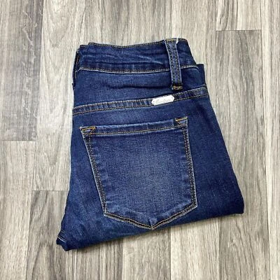 Pantalones de mezclilla para mujer KANCAN ajustados con cremallera al tobillo tiro bajo azul lavado oscuro talla 26 Foto 1 de 4