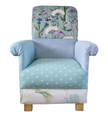 Voyage Maison & Laura Ashley Patchwork Adult Chair Armchair Duck Egg Blue Green - Image 1 of 4