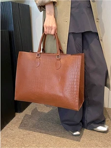 Braun Schlangenmuster Vier Jahreszeiten Vielseitig Reise Einkaufstasche Übergröße Beuteltasche Tasche - Bild 1 von 6