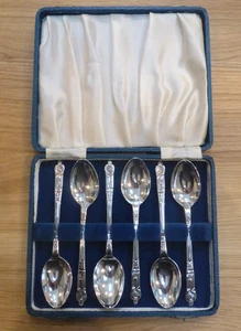 Vintage Yeoman Teller EPNS 6er Set Apostel Teelöffel & Etui - Bild 1 von 10