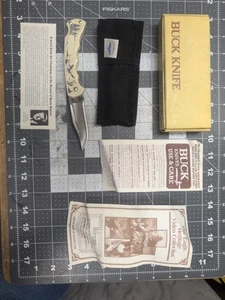 1987 Buck USA 422SW BUCKLITE SCRIMSHAW Pocket Knife W/Sheath NEW IN BOX W/PAPERS - Picture 1 of 7
